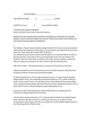 Preview of Traffic Stop – Search Warrant